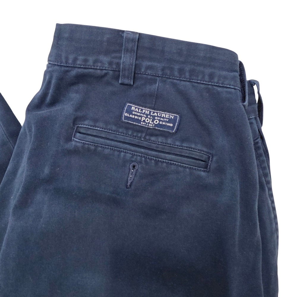 Polo Ralph Lauren Andrew Pant Mens 34/29 Navy Blue Pleated Cotton Chino Trousers